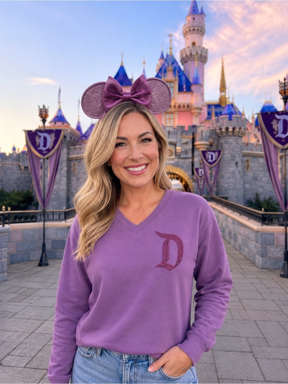 NEW Disney Disneyland Pullover Lightweight Sweatshirt with Embroidered Logo